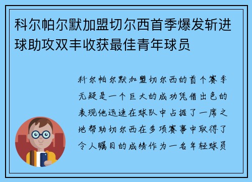科尔帕尔默加盟切尔西首季爆发斩进球助攻双丰收获最佳青年球员